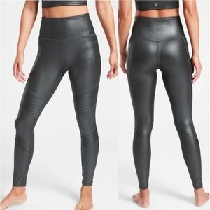 Athleta Inclination Moto Shimmer Tight in Powervita High Rise‎ Leggings Back Med